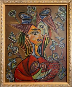 Pablo Picasso (1881–1973), Spanish Oil on Canvas Painting in the Style of Picasso Collectible Art