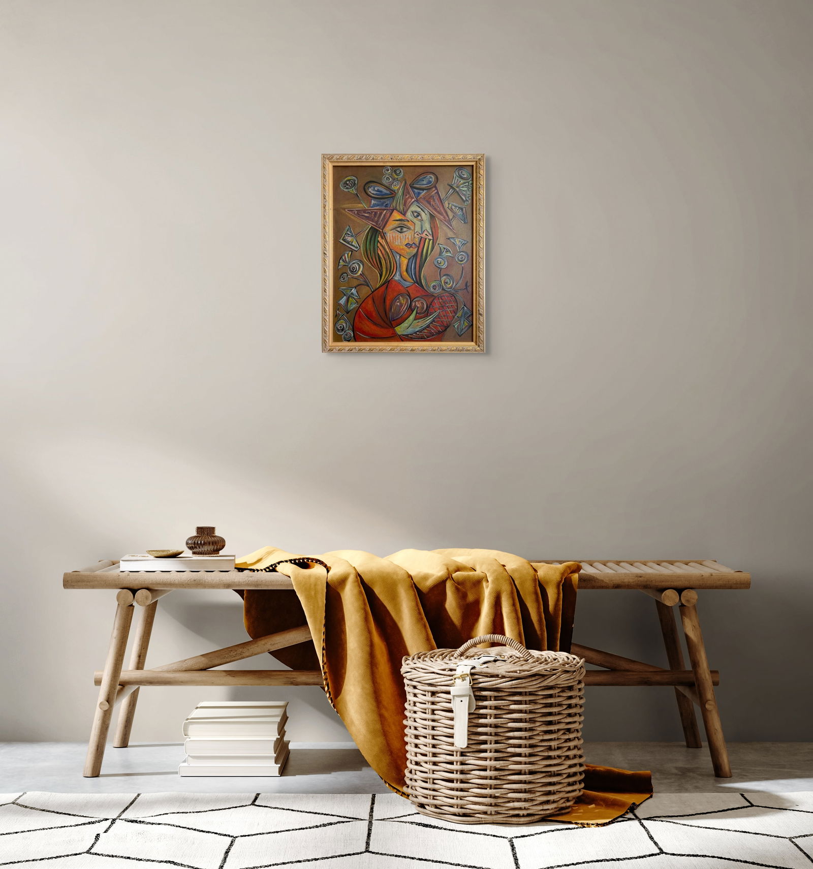 Pablo Picasso (1881–1973), Spanish Oil on Canvas Painting in the Style of Picasso Collectible Art