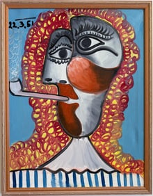 Pablo Picasso (1881–1973) Spanish Oil/Canvas Painting in the Style of Picasso Figurative