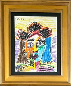 Pablo Picasso (1881–1973), Spanish Crayon/Paper Artwork in the Style of Picasso  Graphic