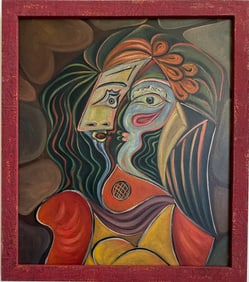 Pablo Picasso (1881–1973) Spanish Oil on Canvas Painting in the Style of Picasso Late 1930s