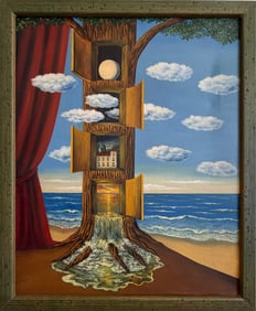 Rene Magritte (1898–1967) Belgian Oil/Canvas Painting in the Style of Magritte Surrealist