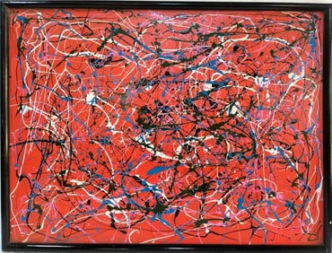 Jackson Pollock (1912–1956) American Oil/Enamel/Canvas Painting in the Style of Pollock Abstract