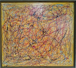 Jackson Pollock (1912–1956) American Oil/Enamel/Canvas Painting in the Style of Pollock Abstract