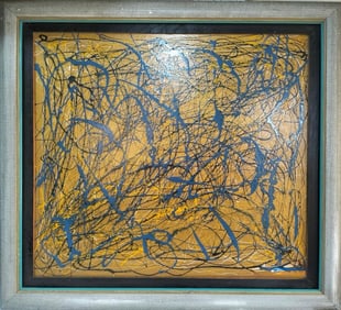 Jackson Pollock (1912–1956) American Oil/Enamel/Canvas Painting in the Style of Pollock Abstract