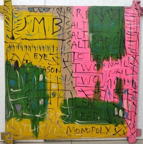 Jean-Michel Basquiat (1960–1988) American Acrylic/Canvas Painting in the Style of Basquiat Art