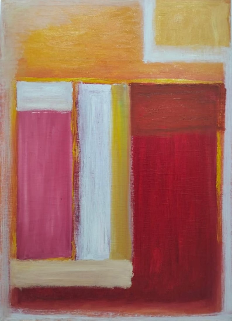 Mark Rothko (1903–1970) American Oil/Canvas Painting in the Style of Rothko Color Composition: Title:Orange, Red, Yellow. Technique:Oil on canvas. Measures:47 x 33¾ inches (119 x 85 cm). Year:1961. Condition:Good overall condition. The canvas remains stable. The paint surface shows light