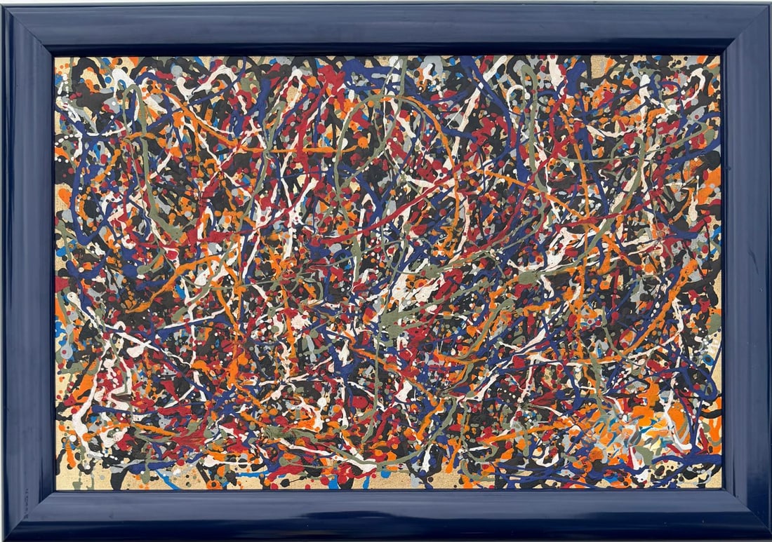 Jackson Pollock American Oil on Canvas Painting In The Style of. Rothko, Kline, & Pollock Era (1 of 7)
