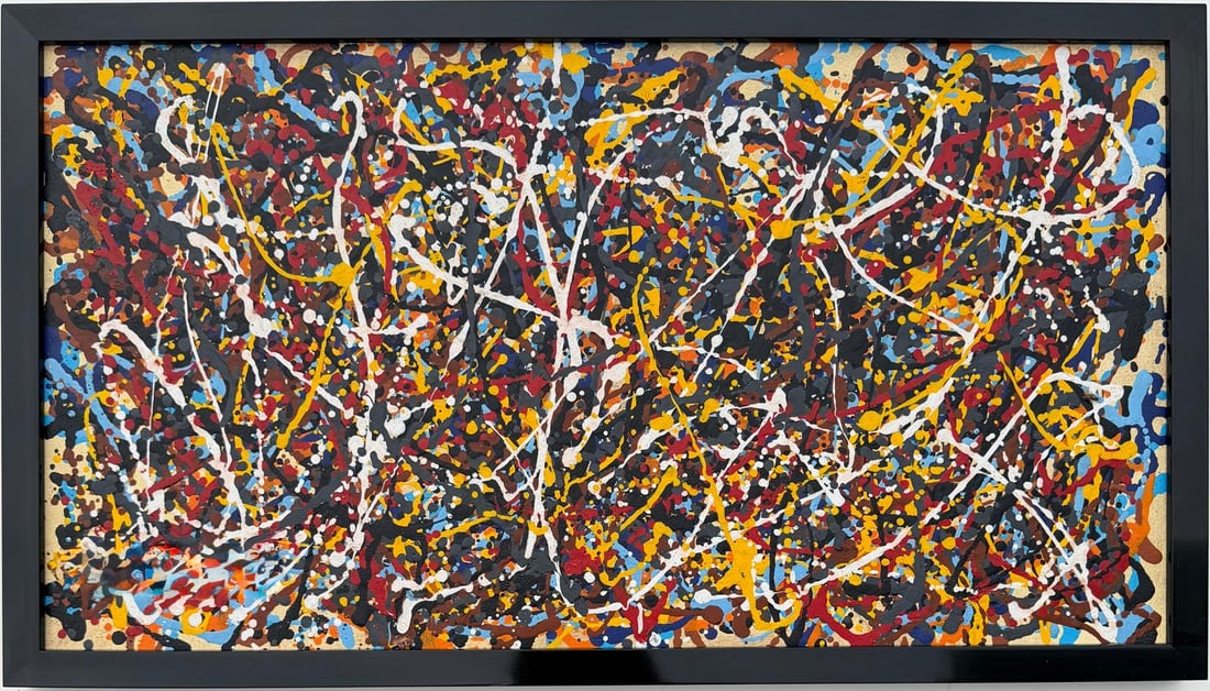 Jackson Pollock American Oil on Canvas Painting In The Style of. Rothko, Kline, & Pollock Era (1 of 7)
