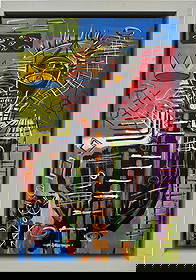 Jean Michel Basquiat 1960-1988 Mixed Media/Canvas In The Style of. Haring,Warhol,Basquiat Era.: Title: Untitled (Crowned Figure with Symbolic Anatomy) Technique: Mixed Technique on Canvas Measures:24 × 16 inches 61 × 41 cm Year: Circa 1984 Condition:Good — the surface remains stable with vis