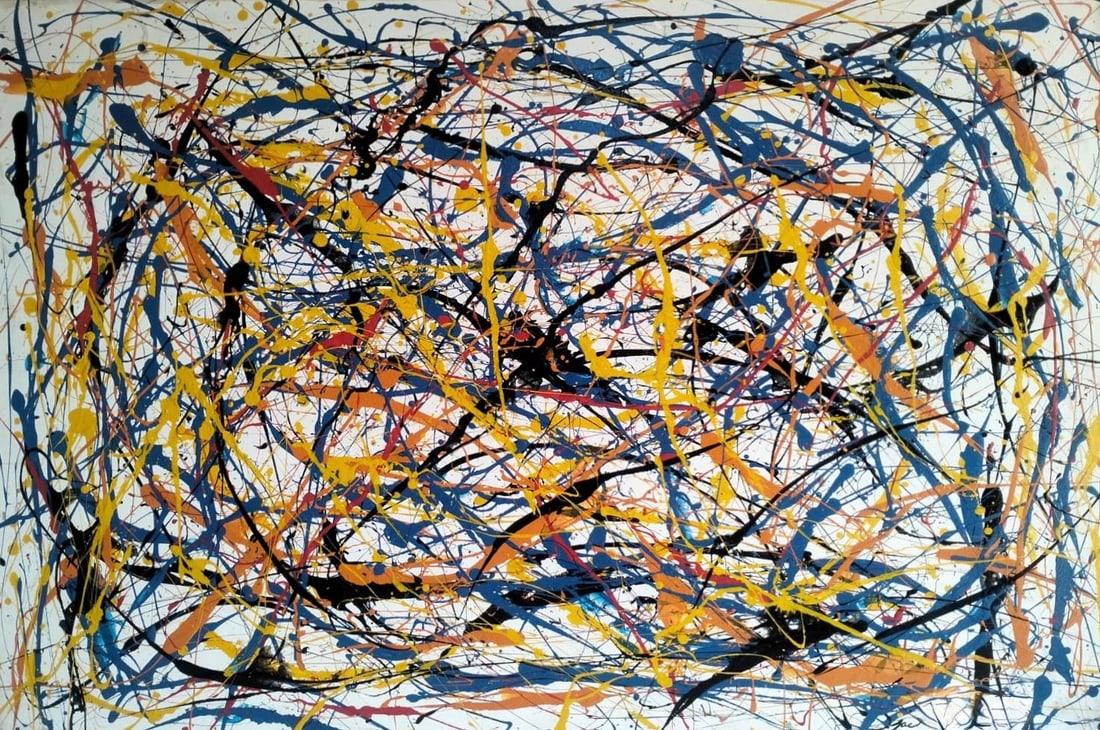 Jackson Pollock American Oil on Canvas Painting In The Style of. Rothko, Kline, & Pollock Era: Title: Composition VIII TechniqueOil on canvas Measures: 31 × 47 inches Year; Circa 1950 Condition; Good — the paint surface appears stable, with layered pigment retaining strong adhesion and