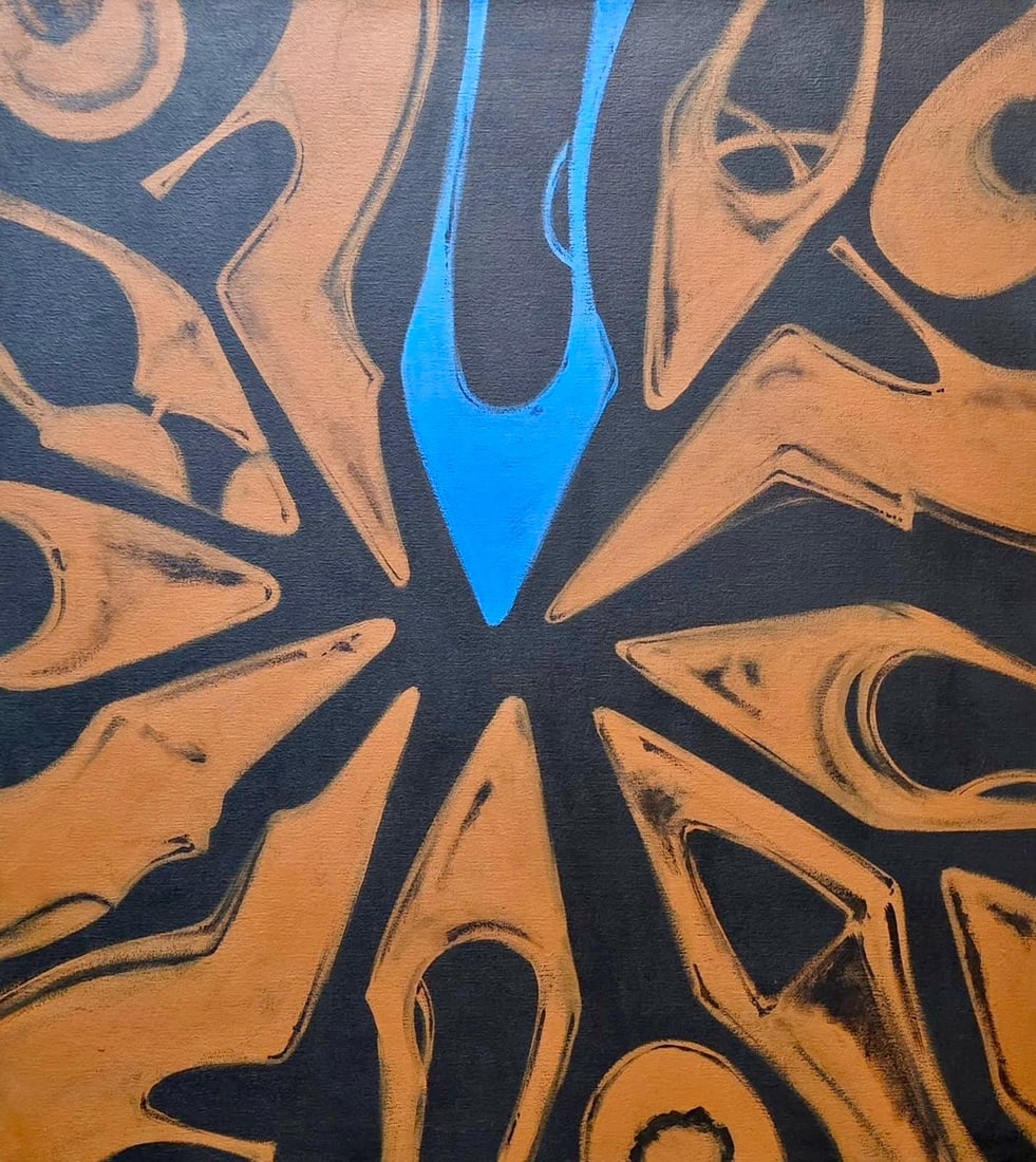 Andy Warhol 1928-1987 Acrylicn on Canvas in the style of. Warhol & Haring Pop Art: Title: Radiant Glyph Technique: Acrylic on Canvas Measures: 20 × 18 inches (50.8 × 45.7 cm) Year: Circa 1968 Condition: Good — the paint surface appears stable with minor age-consistent wear