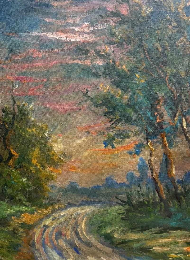 Claude Monet French 1840 - 1926 Oil on Canvas in the style of . Renoir & Manet Impressionist Era.: Title: Path at Dusk Technique: Oil on Canvas Measures: 13 × 9 inches (33 × 22.9 cm) Year: Circa 1890 Condition: Good — the paint surface appears stable, with soft, layered brushwork and subtle