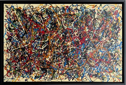 Jackson Pollock American Oil on Canvas Painting In The Style of. Rothko, Kline, & Pollock Era