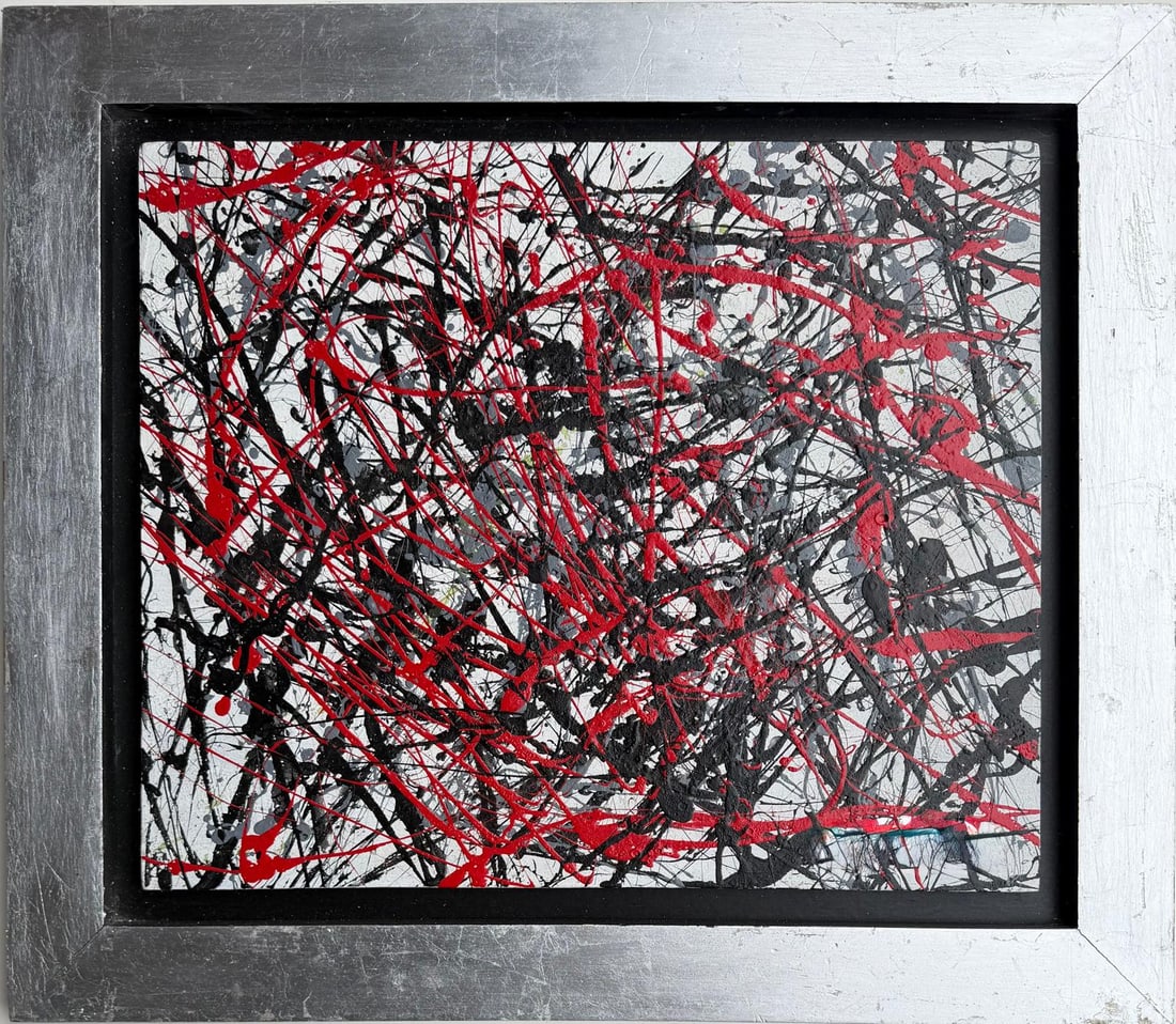 Jackson Pollock American Oil on Canvas Painting In The Style of. Rothko, Kline, & Pollock Era (1 of 7)