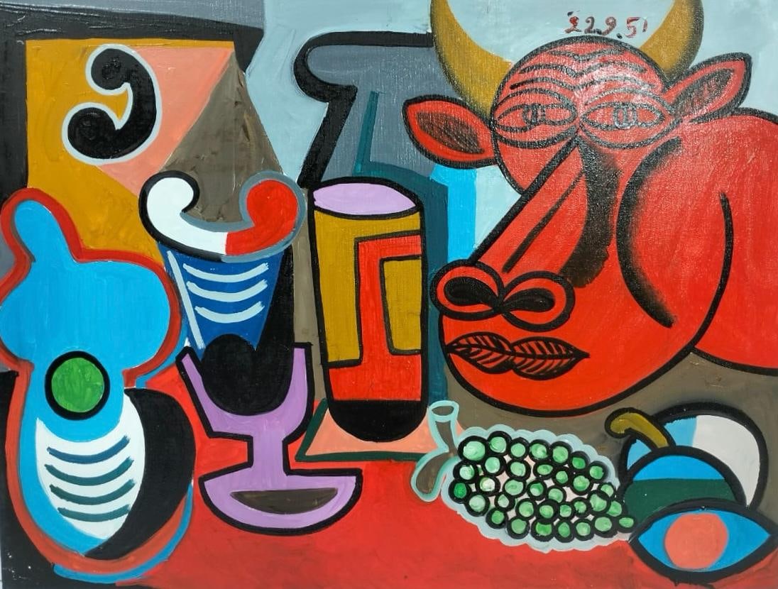 Pablo Picasso Spanish 1881-1973 Oil on Canvas Painting in the Style of Picasso. Magritte & Chagall (1 of 9)