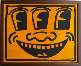 Keith Haring American 1958 - 1990 Acrylic/Masonite In The Style of. Warhol & Haring Pop Art Period.