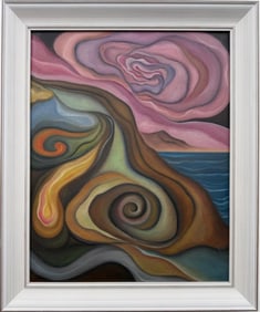 Georgia O'Keeffe American Oil On Canvas Painting in the style of. Pollock & O'Keeffe. Abstract Era