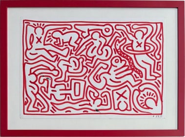 Keith Haring American 1958 - 1990 Felt Pen/Paper In The Style of. Warhol & Haring Pop Art Period.