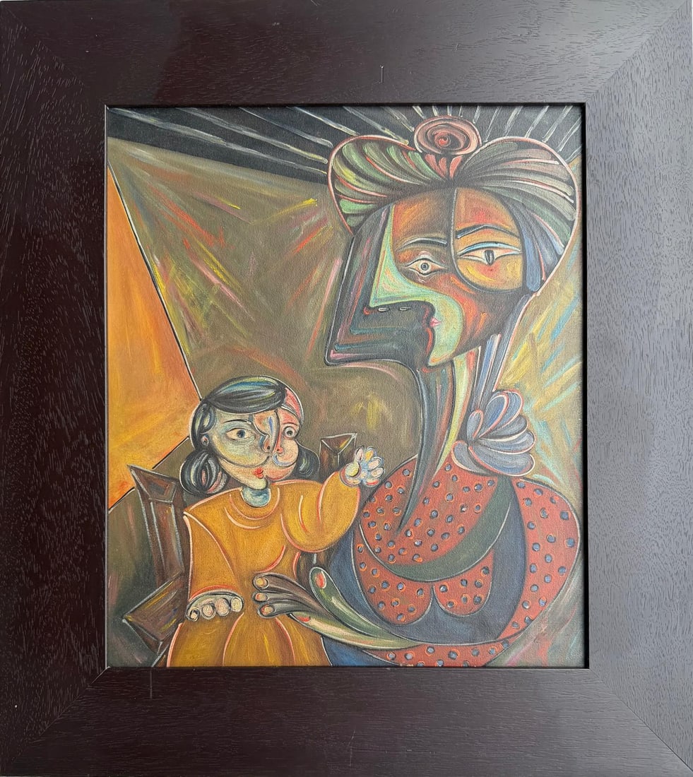 Pablo Picasso Spanish 1881-1973 Oil on Canvas Painting in the Style of Picasso. Magritte & Chagall (1 of 8)