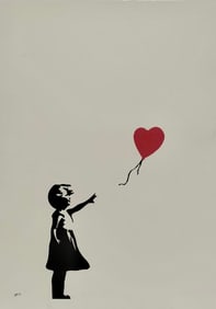 Banksy Limited Edition Print (AP22/600), “Girl With Balloon" In the Style of. Banksy & Basquiat