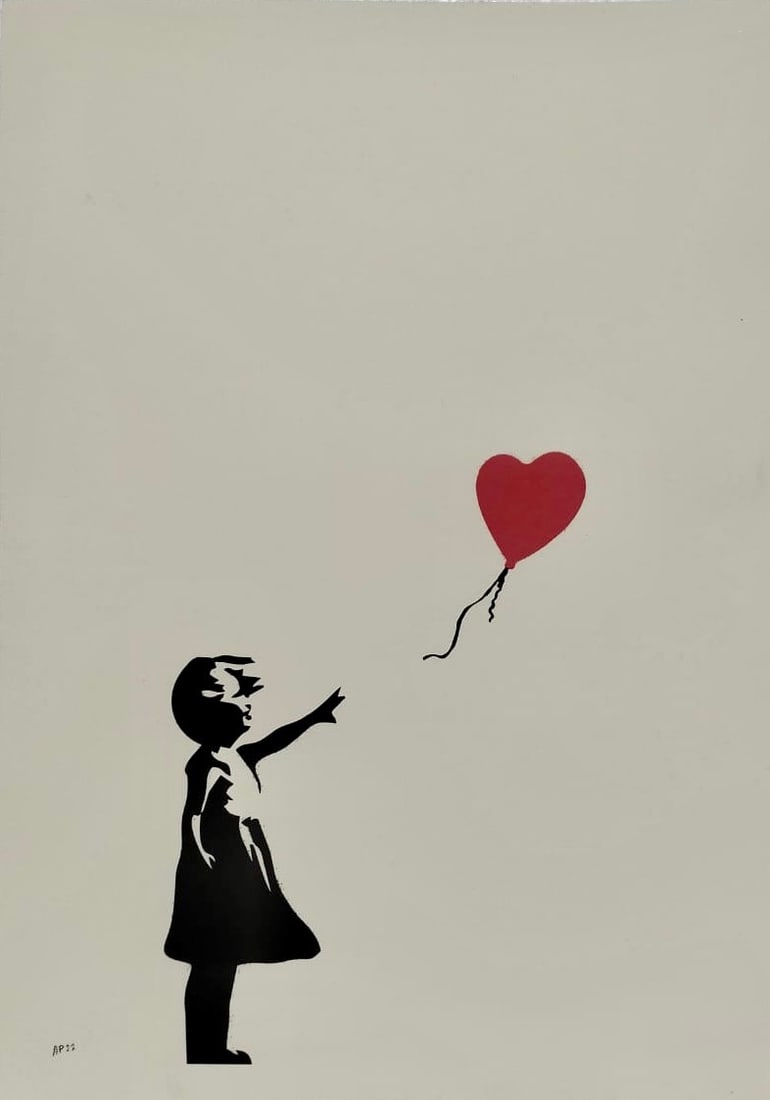 Banksy Limited Edition Print (AP22/600), “Girl With Balloon" In the Style of. Banksy & Basquiat: Title: Girl with Balloon Technique: Screenprint in colours on wove paper Measures: Image 390 × 255 mm; Sheet 655 × 500 mm (approximately 39 × 25.5 cm; sheet 65.5 × 50 cm) Year: 2004 Condition:Good