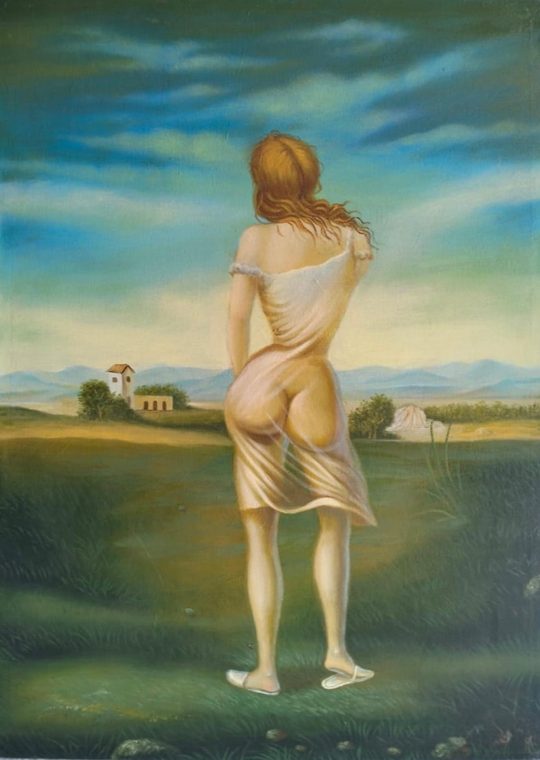 Salvador Dali Spanish 1904 - 1989 Oil on Canvas Painting in the style of. Picasso & Dali Surreali sm (1 of 5)