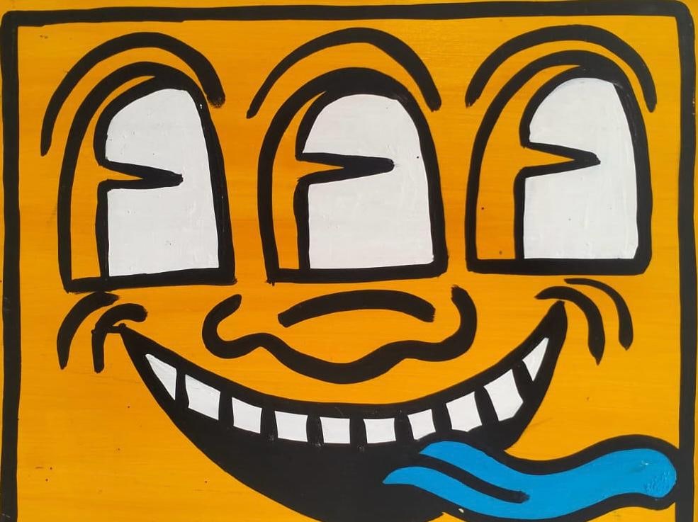 Keith Haring American 1958 - 1990 Acrylic/Masonite In The Style of. Warhol & Haring Pop Art Period. - 5