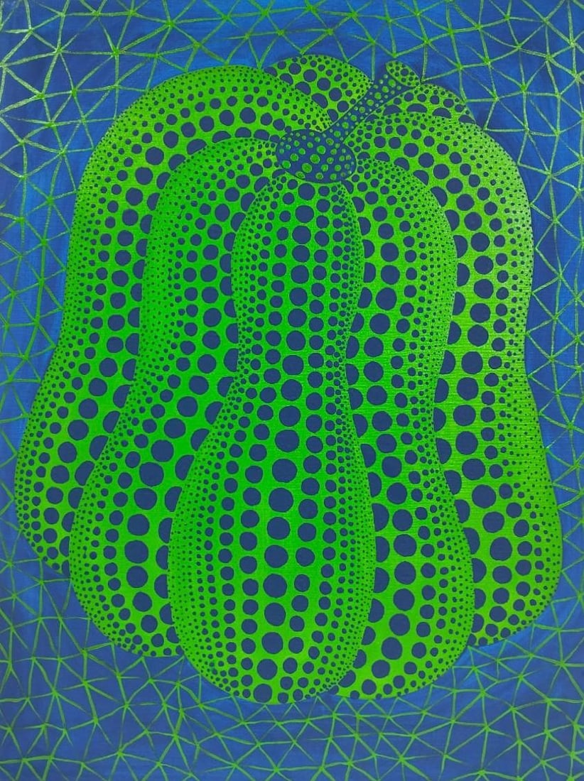 Yayoi kusama (B.1929) Pumpkin Acrylic on canvas Japanese In the Style of. Pop Art Era: Title:Pumpkin. Technique:Acrylic on canvas. Measures:31 ½ × 23 ½ inches (80 × 60 cm). Year:Circa 2000. Condition:Good overall condition. The paint surface remains stable, with minor