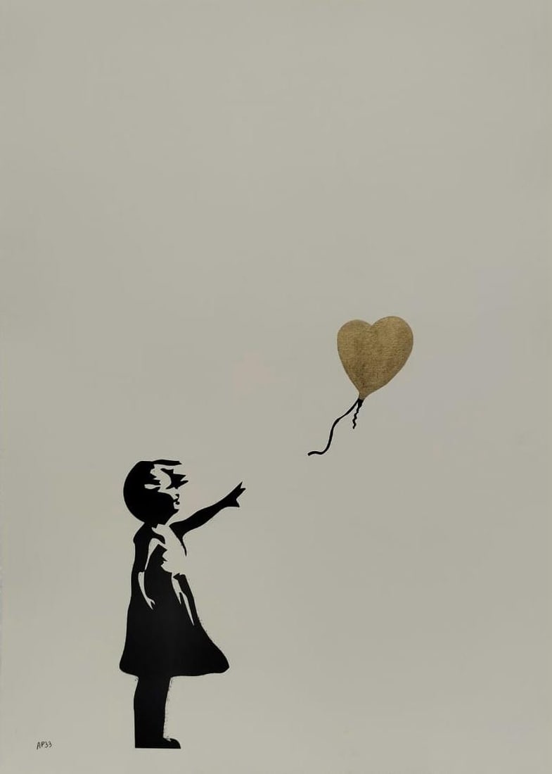 Banksy Limited Edition Print (AP33/600), “Girl With Balloon" In the Style of. Banksy & Basquiat: Title: Girl with Balloon Technique: Screenprint in colours on wove paper Measures: Image 390 × 255 mm; Sheet 655 × 500 mm (approximately 39 × 25.5 cm; sheet 65.5 × 50 cm) Year: 2004 Condition:Good