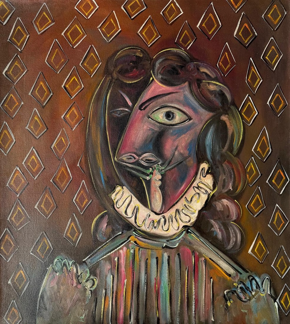 Pablo Picasso Spanish 1881-1973 Oil on Canvas Painting in the Style of Picasso. Magritte & Chagall (1 of 7)