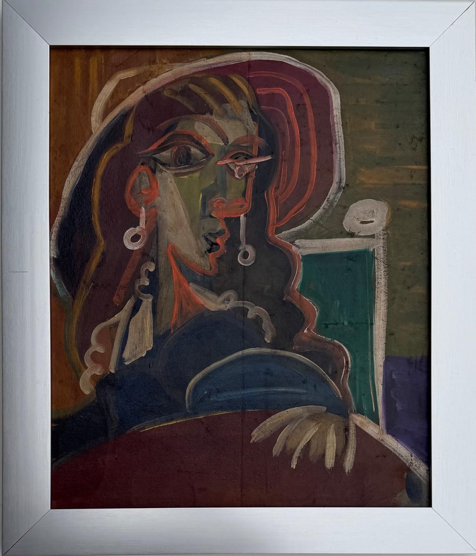 Pablo Picasso Spanish 1881-1973 Oil on Canvas Painting in the Style of Picasso. Magritte & Chagall (1 of 7)