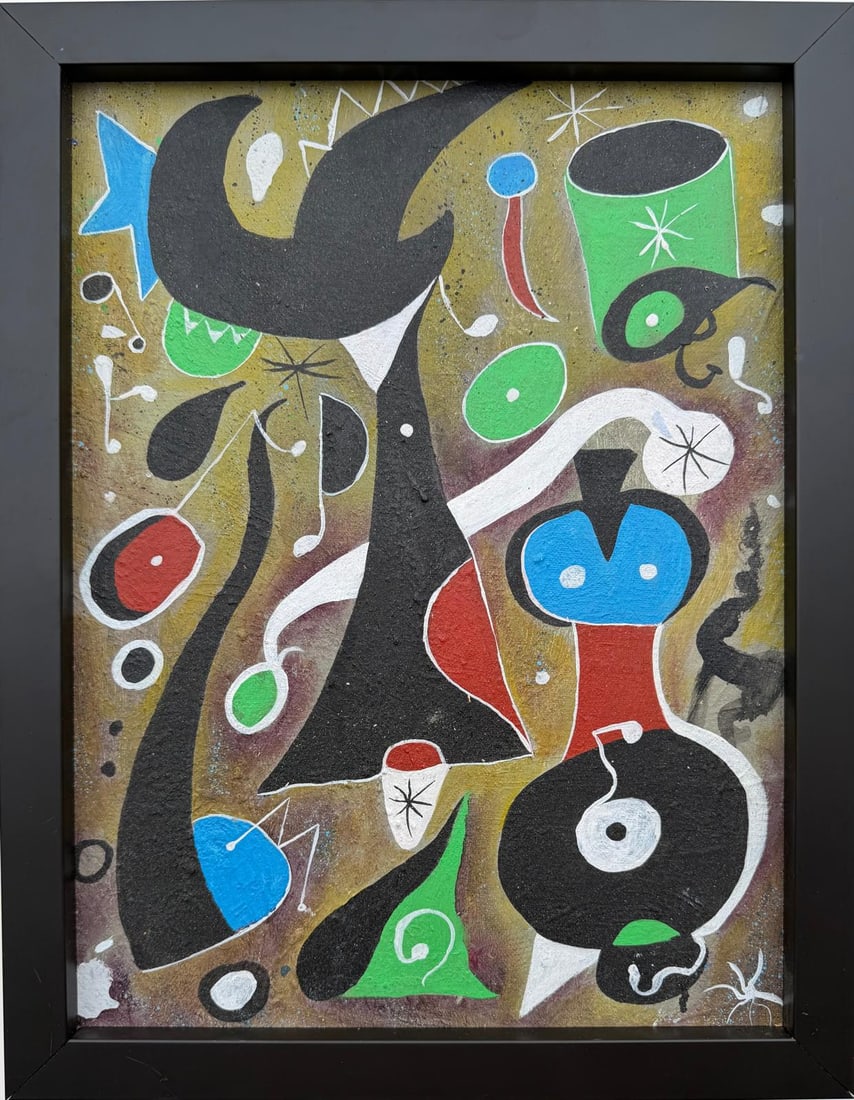 Joan Miro Spanish 1893 - 1983 Oil on Canvas in the style of. Dali, Magritte, & Miro Surrealism Era. (1 of 5)
