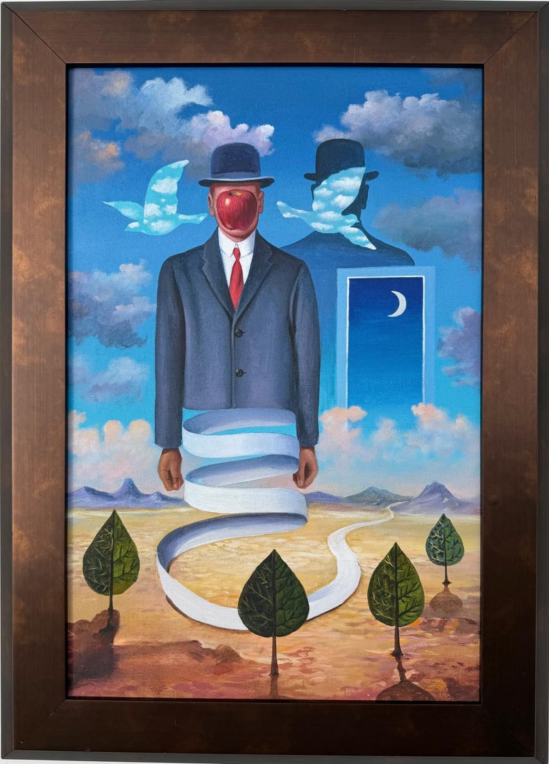 Rene Magritte Belgian 1898 - 1967 Oil on Canvas Painting in The Style of. Dali, Picasso Era (1 of 8)