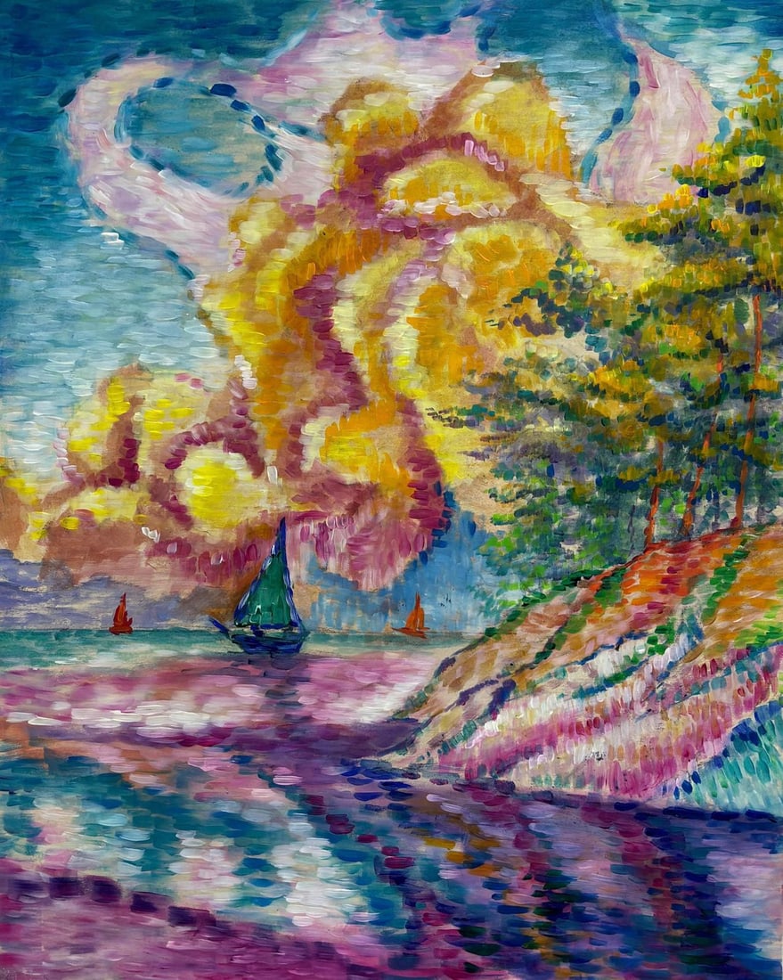 Paul Signac French (1863-1935) Watercolor on Hard Paper In the Style of. Monet and Signa Era (1 of 5)