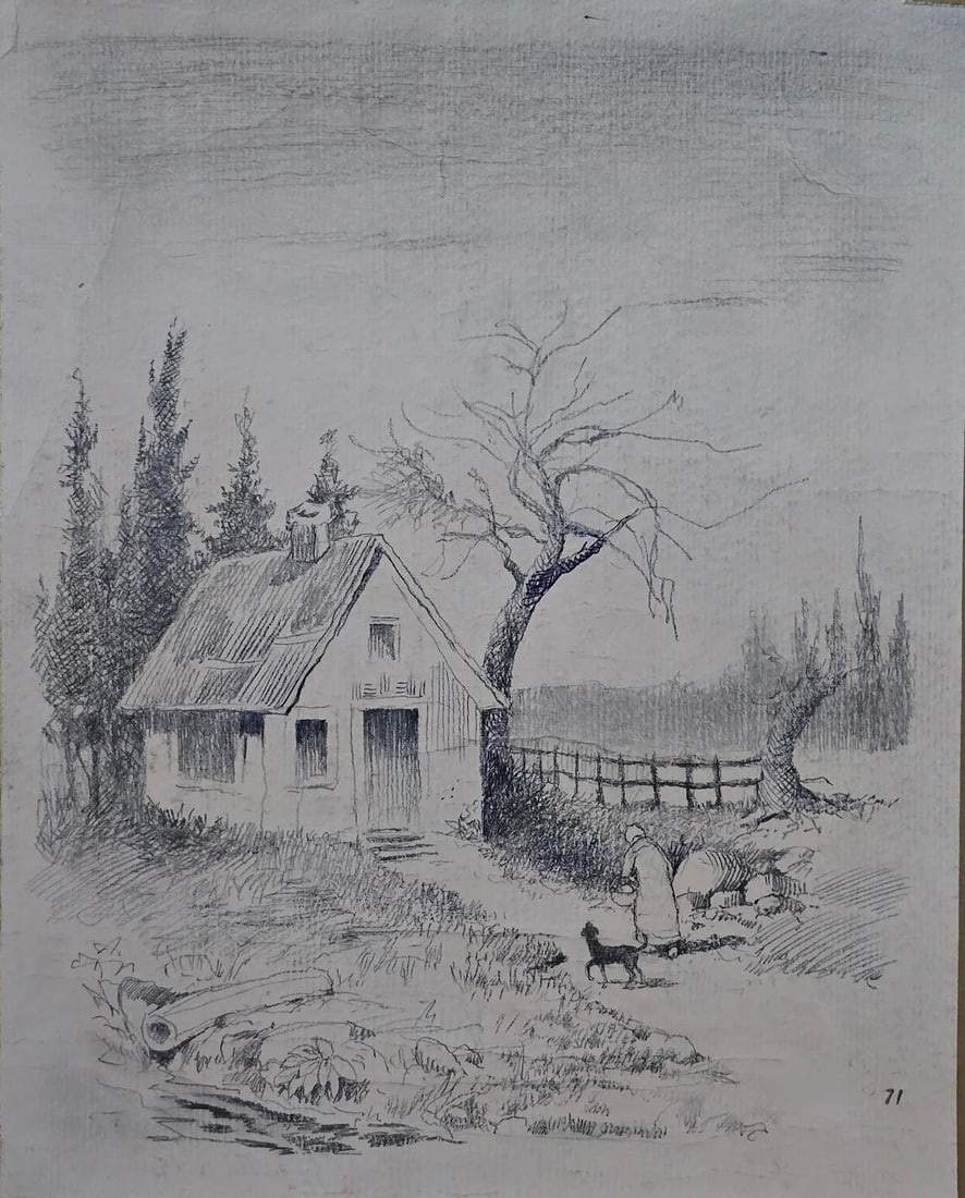 Camille Pissarro French 1830-1903 Pencil on Paper In the Style of. Monte, Van Gogh & Pisarro Era: Title:Untitled Technique:Pencil on paper Measures:13 × 11 inches(33 × 27.9 cm) Year:Circa 1875 Condition:Good overall condition. The paper support is stable, with well-preserved graphite lines and c