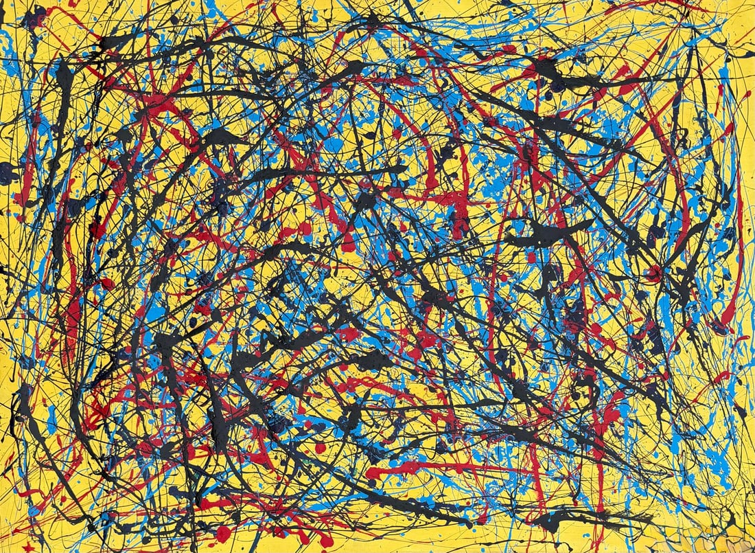Jackson Pollock American Oil on Canvas Painting In The Style of. Rothko, Kline, & Pollock Era (1 of 7)