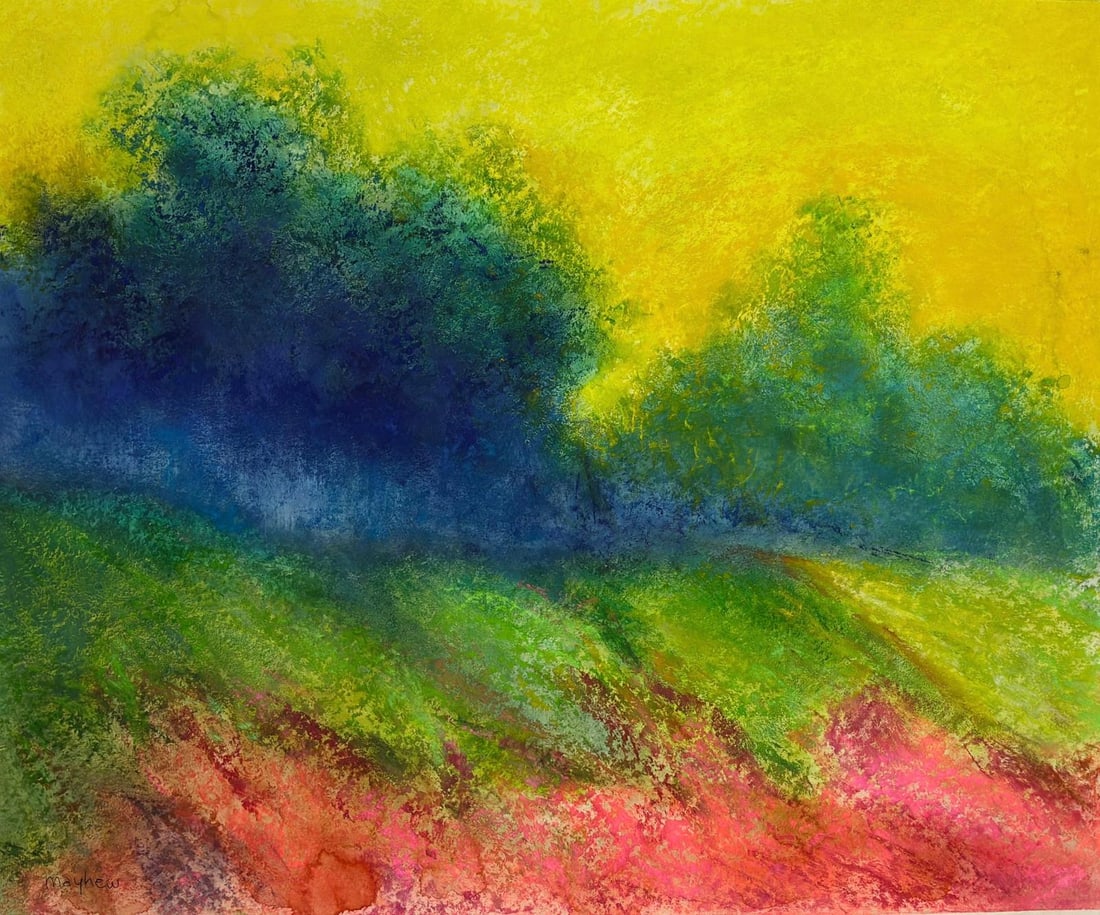 Richard Mayhew (American, 1924–2024) Mixed Media on Paper In the Style of. Abstrac Expresionism: Title:Untitled Technique:Mixed media on paper Measures:19 × 23 inches(48.3 × 58.4 cm) Year:Circa 1995 Condition:Good overall condition. The paper support remains stable, with well-preserved pigments