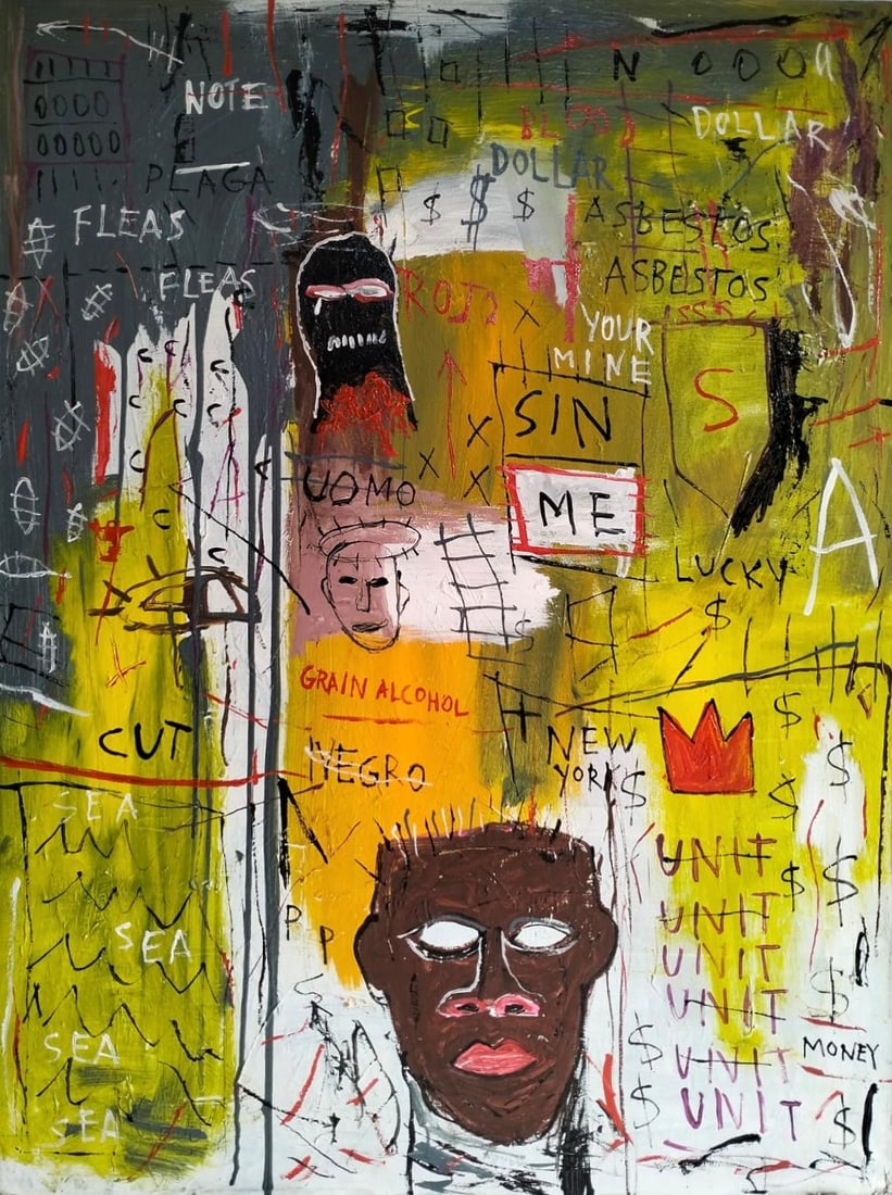 Jean Michel Basquiat 1960-1988 Acrylic/Canvas In The Style of. Haring,Warhol,Basquiat Era. (1 of 7)