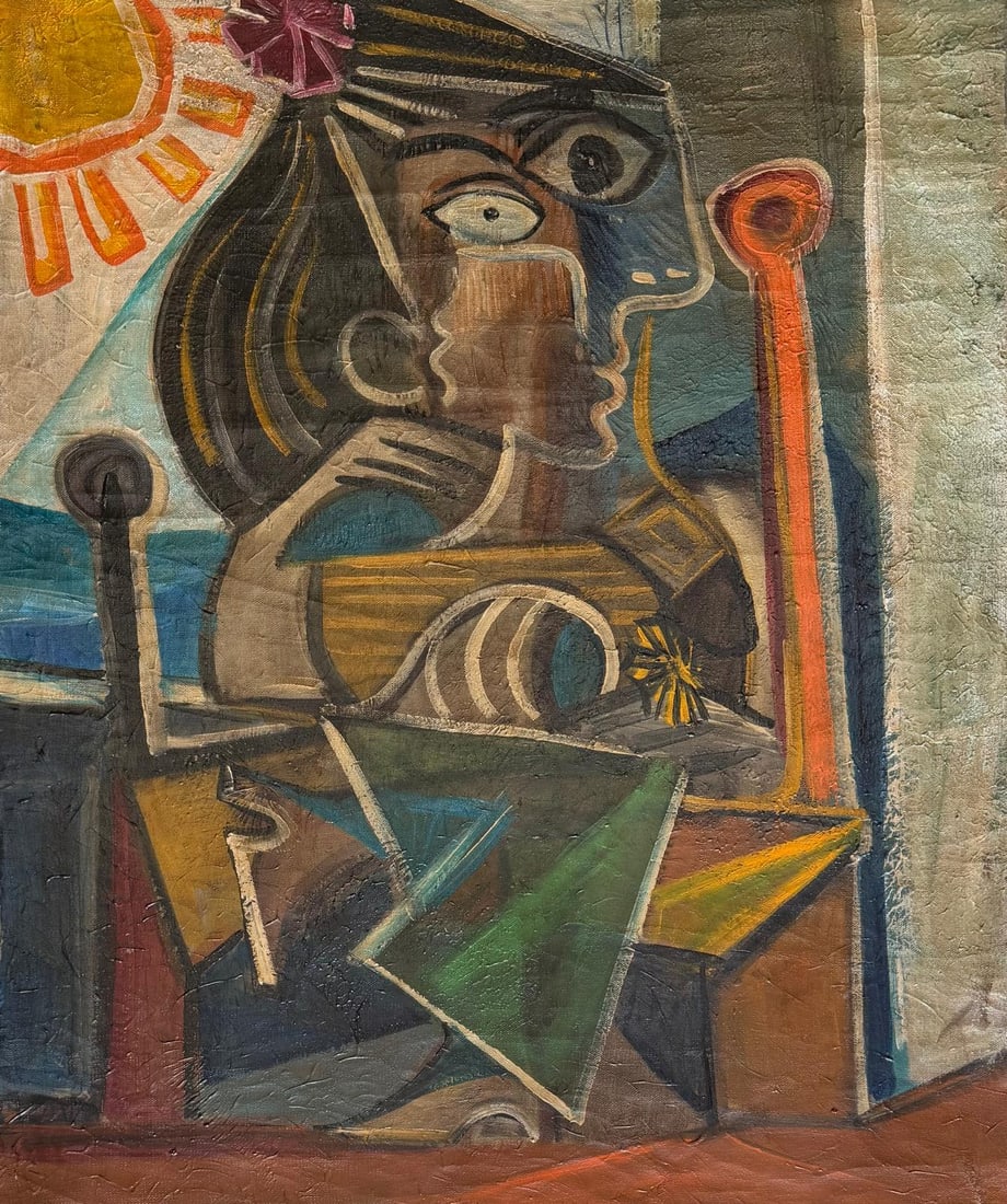 Pablo Picasso Spanish 1881-1973 Oil on Canvas Painting in the Style of Picasso. Magritte & Chagall (1 of 7)