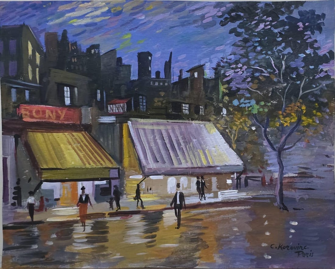 Konstantin Korovin Russian impressionist Watercolor on paper in The style of.Pisarro & Korovin Era: Title:Untitled Technique:Watercolor on paper Measures:11 × 13 inches(27.94 × 33.02 cm) Year:Circa 1910 (A date consistent with the mature Impressionist period of Konstantin Korovin, whose most activ