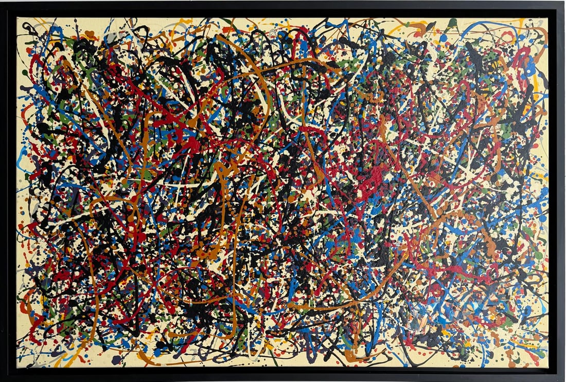 Jackson Pollock American Oil on Canvas Painting In The Style of. Rothko, Kline, & Pollock Era (1 of 7)