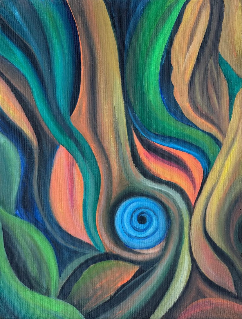 Georgia O'Keeffe American Oil On Canvas Painting in the style of. Pollock & O'Keeffe. Abstract Era: Title:Abstract Floral Vortex Technique:Oil on canvas Measures:16 x 12 inches (40.6 x 30.5 cm) Year:Circa 20th century Condition:The artwork is in good overall condition, with light, natural surface va