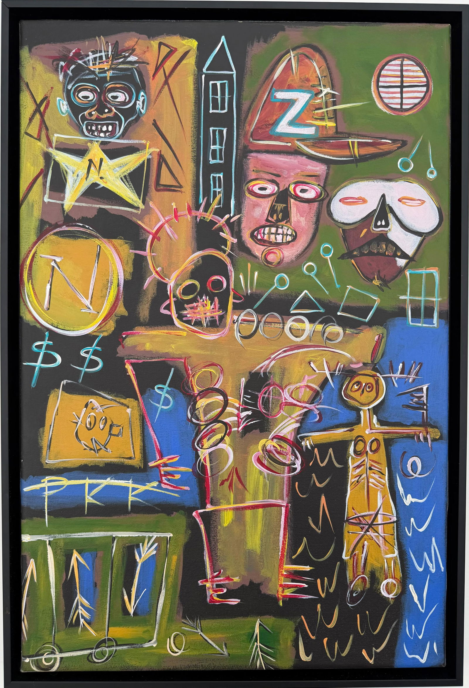 Jean Michel Basquiat 1960-1988 Abstract painting In The Style of. Haring,Warhol,Basquiat Era. (1 of 7)