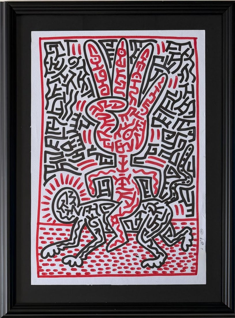 Keith Haring American 1958 - 1990 Marker/Paper In The Style of. Warhol & Haring Pop Art Period. (1 of 6)