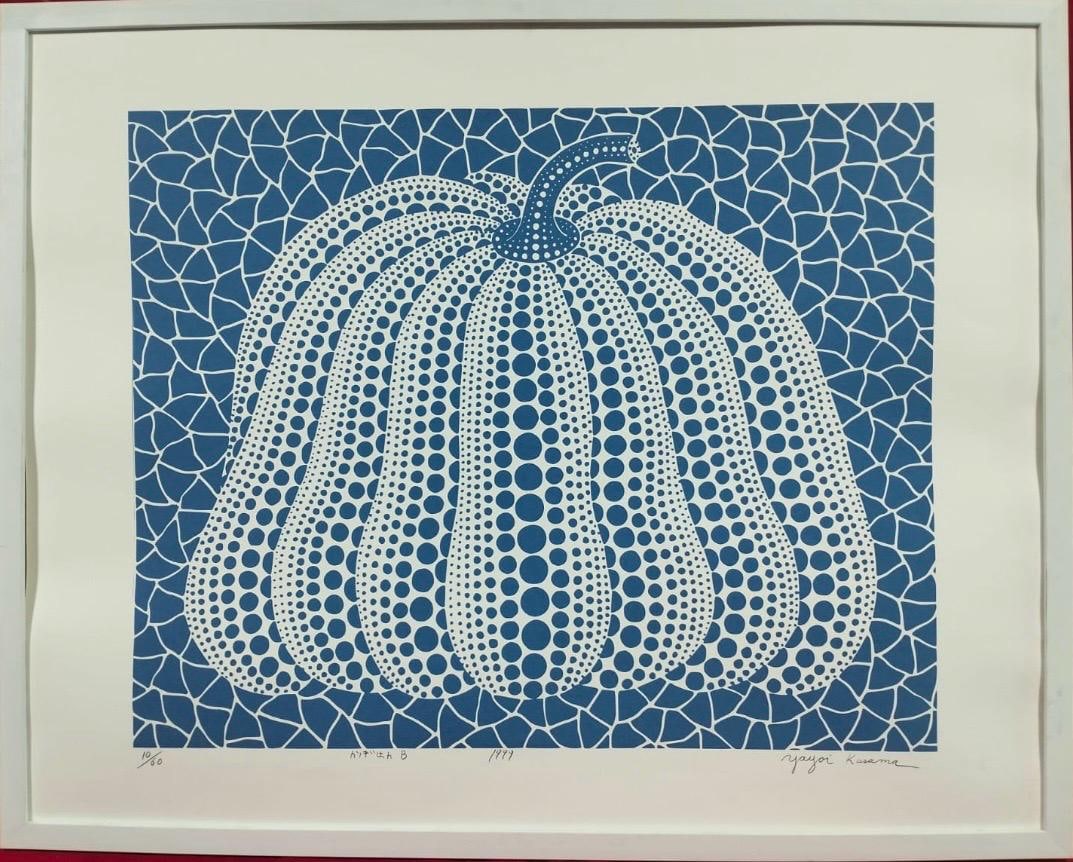 Yayoi kusama (B.1929) Screenprint on paper Japanese In the Style of. Pop Art Era: Title:Pumpkin Technique:Screenprint on paper Measures:23 ¾ × 29 ? inches(60 × 76 cm) Year:2000 Condition:The work is in very good condition. The screenprinted surface remains clean and well-p