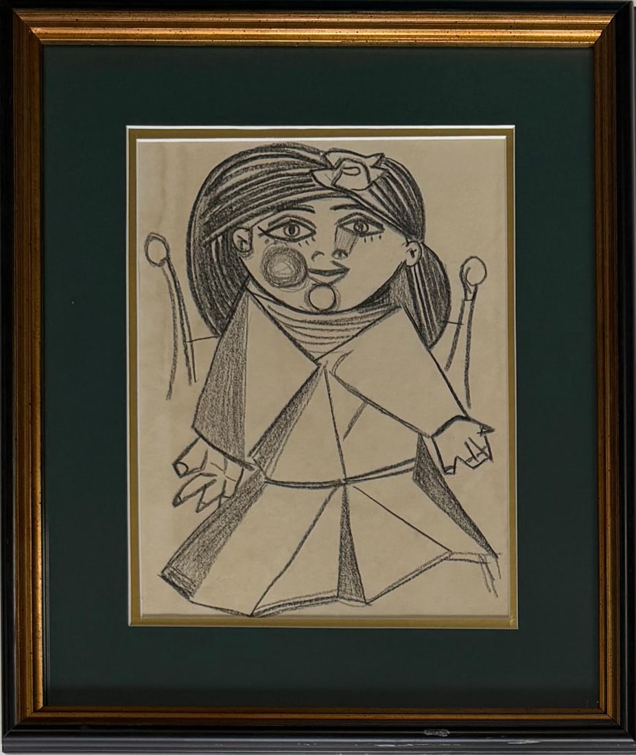 Pablo Picasso Spanish 1881-1973 Crayon on Paper Painting in the Style of Picasso. Magritte & Chagall (1 of 6)