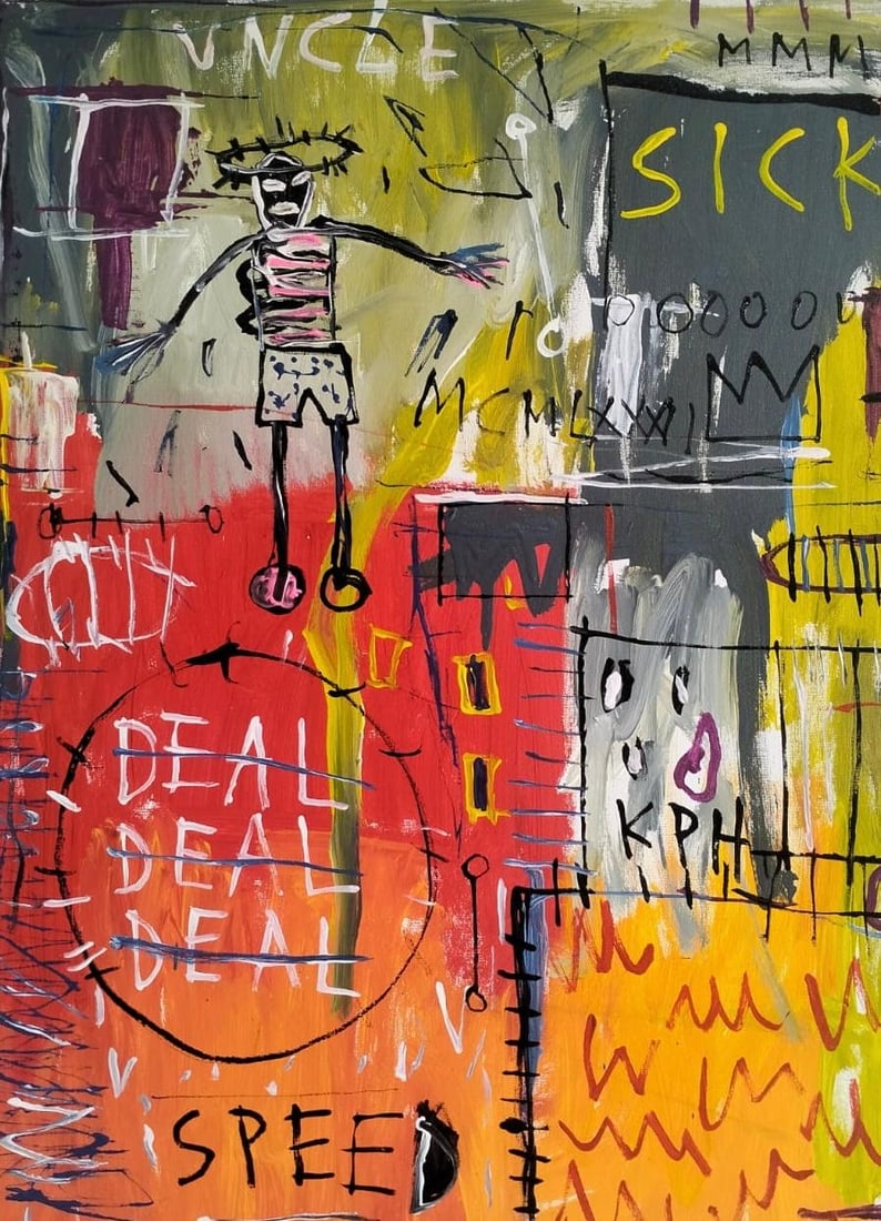 Jean Michel Basquiat 1960-1988 Acrylic/Canvas In The Style of. Haring,Warhol,Basquiat Era. (1 of 6)