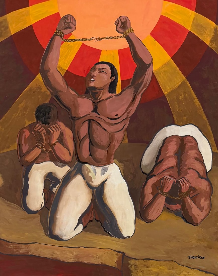 David Alfaro Siqueiros Mexican Gouache on Paper In the Style of. Muralism Period.: Title: Untitled Technique: Gouache on paper Measures:19 × 15 inches(48.26 × 38.10 cm) Year:Circa 1940–1955 Condition:Good condition overall. The gouache pigments remain vivid and well-adhered to t