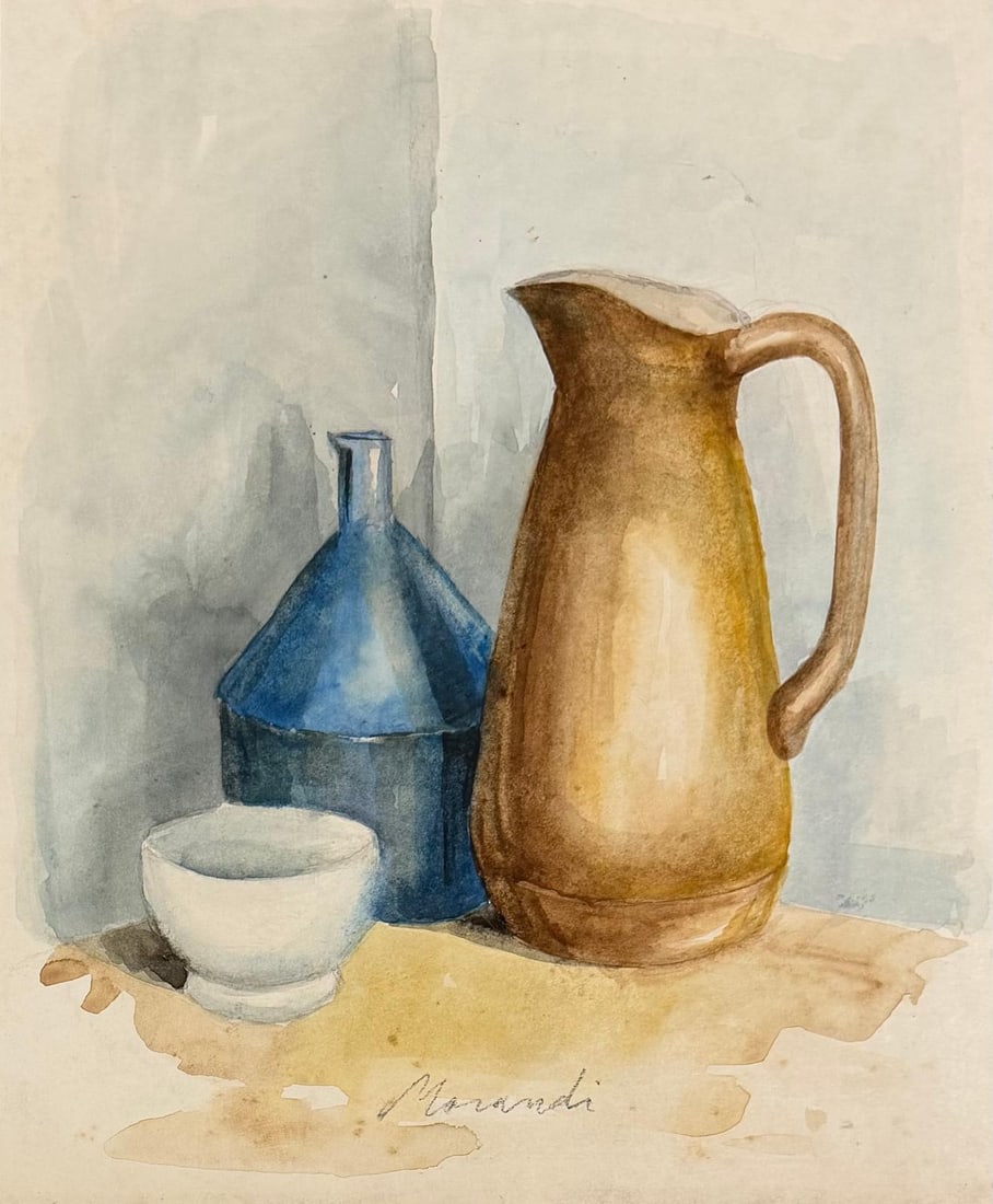 Giorgio Morandi Italian 1890-1964 Watercolor on Paper In the Style Of. Picasso & Morandi Modern Art (1 of 4)